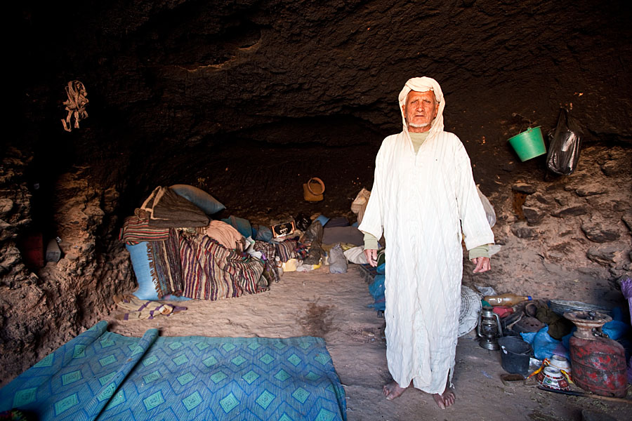  Berber nomad living with his family and herd in several caves for wintering the cold winter    Middle atlas   Morocco
